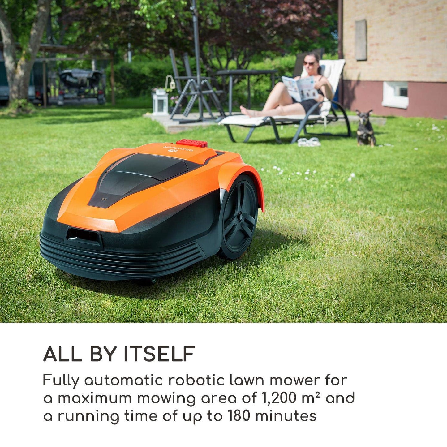 Blumfeldt Garden Hero - Robot Cortacésped 1200m², Batería 5.2Ah, Autonomía 180min, IPX4