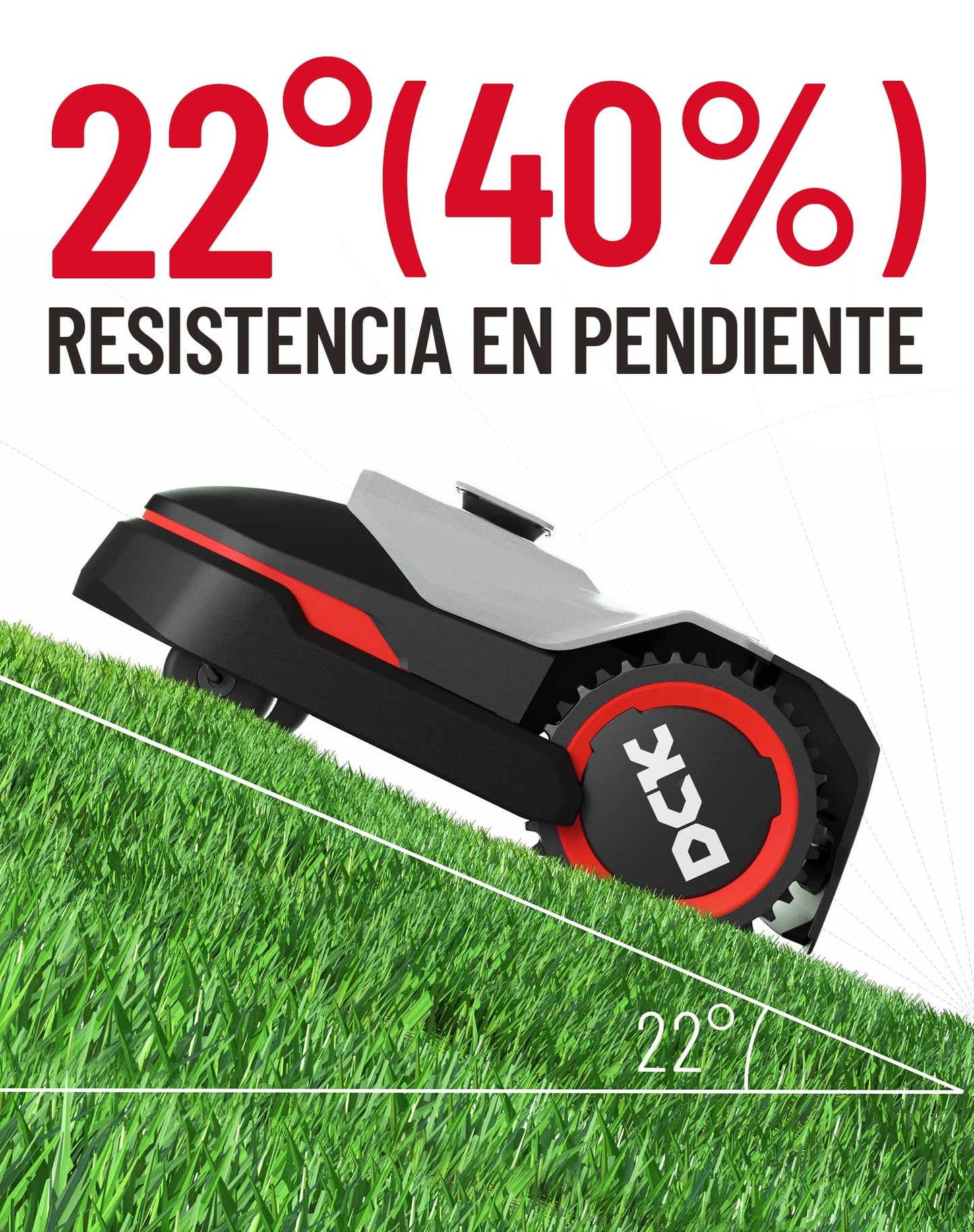 DCK KDRM105 - Robot Cortacésped 500m², LiDAR, 40% Pendiente, App, Multizona