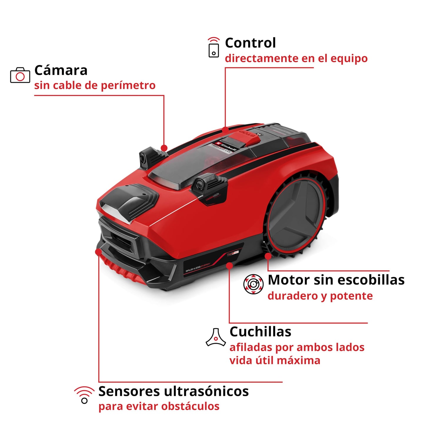 Einhell FREELEXO CAM 500 - Robot Cortacésped 500m² 18V, Cámara vs Alambre, 25% Pendiente