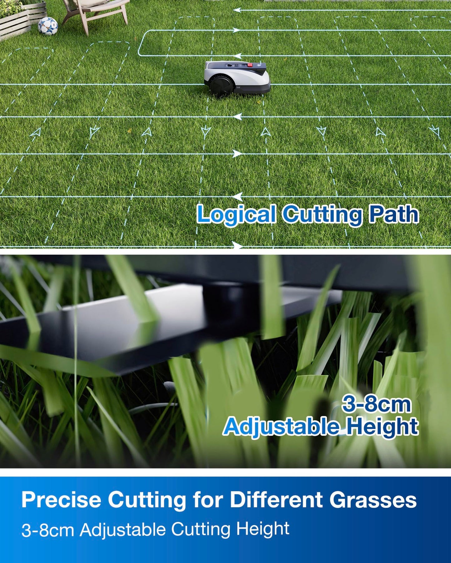 ECOVACS Goat O800 RTK - Robot Cortacésped 800m² Sin Cables, LiDAR, 45% Pendiente
